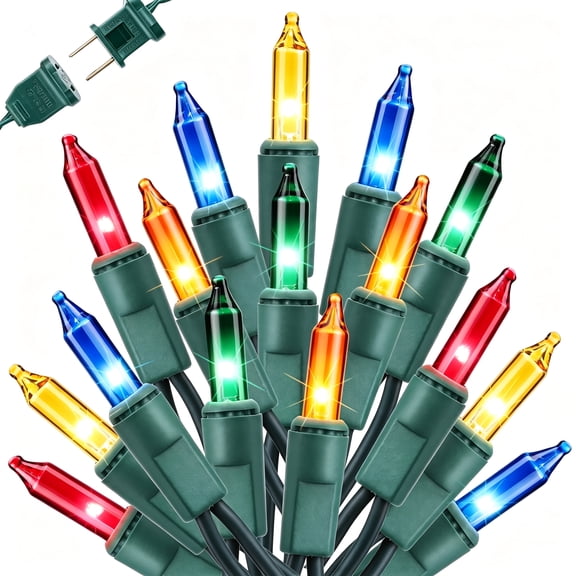 VOLIVO Christmas Lights, 33FT 100 Count Incandescent Waterproof Mini String Lights, Connectable Christmas Decorations for Indoor Outdoor Home Party Garden Yard (Muliticolor)