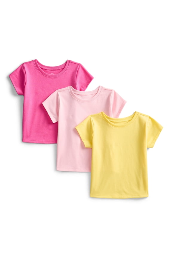 Baby Girls Short Sleeve Tees, 3-Pack, Sizes 0-24 Months
