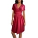 thumbnail image 1 of Vestido de manga corta con cuello en V para mujer - Estampado floral - Largo medio - Verano informal, 1 of 6