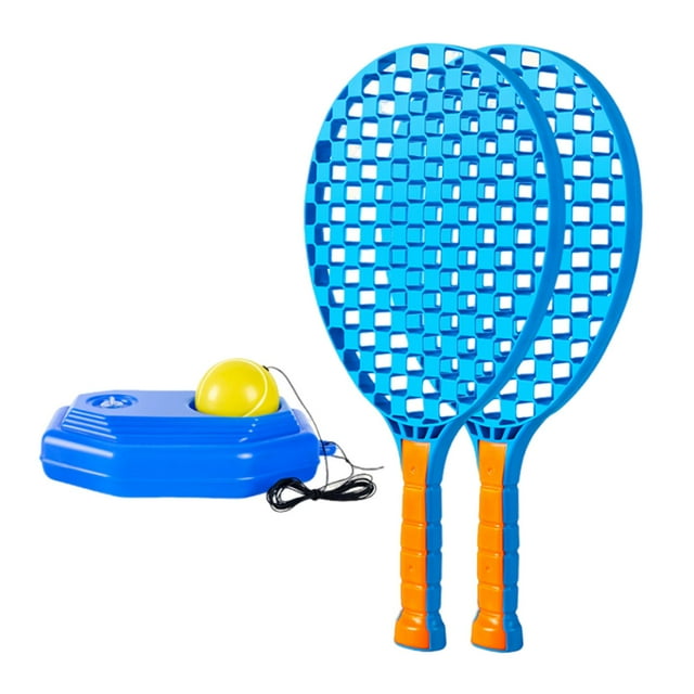 DYNWAVECA Self Practice Tennis Training Tool,Solo Training Park Garden Single Player Rebound Ball with String,Tennis Practice Rebounder Blue Racquet