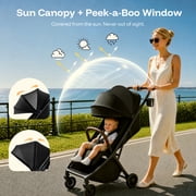 HARPPA Lightweight Travel Stroller for Toddler, One-Hand Fold & Self-Standing, 15.4 lbs, Black