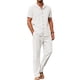 thumbnail image 1 of Conjunto de lino para hombre COOFANDY: camisa de manga corta y pantalón, 1 of 5