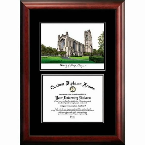 Campus Images IL968D-129 9 x 12 in. University of Chicago Diplomate Diploma Satin Mahogany Frame