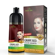 Herbishh Hair Color Shampoo for Gray Hair, Permanent, Men & Women (Grape Red 500ml)