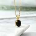 thumbnail image 4 of Gem Stone King 3.04 Cttw Black Onyx and Lab Grown Diamond 18K Yellow Gold Plated Silver Pendant Necklace for Women | Oval 11X9MM and Round 2MM | Gemstone Birthstone | With 18 inch chain, 4 of 4