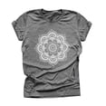 thumbnail image 3 of Camiseta de mujer Blusa de verano con cuello redondo y manga corta floral, gris claro, XL Monstrate AP002559-10, 3 of 5