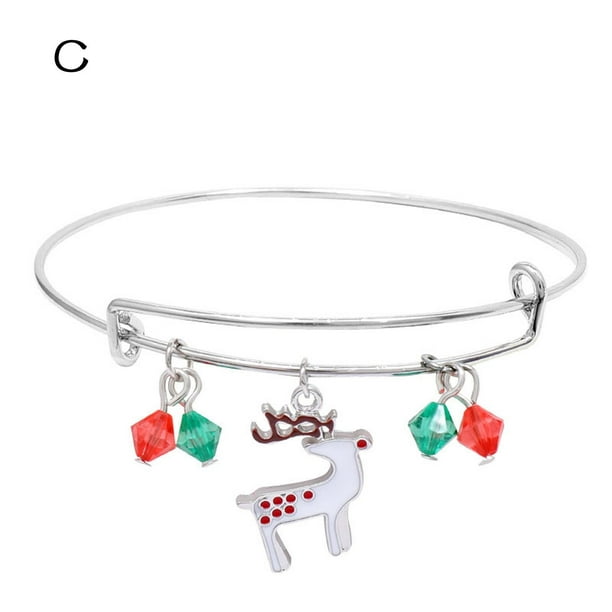 Pulsera para mujer, regalo de Navidad, pulsera de cristal expandible de Papá Noel para niñas y mujeres, ideal para Acción de Gracias, pulsera de moda.