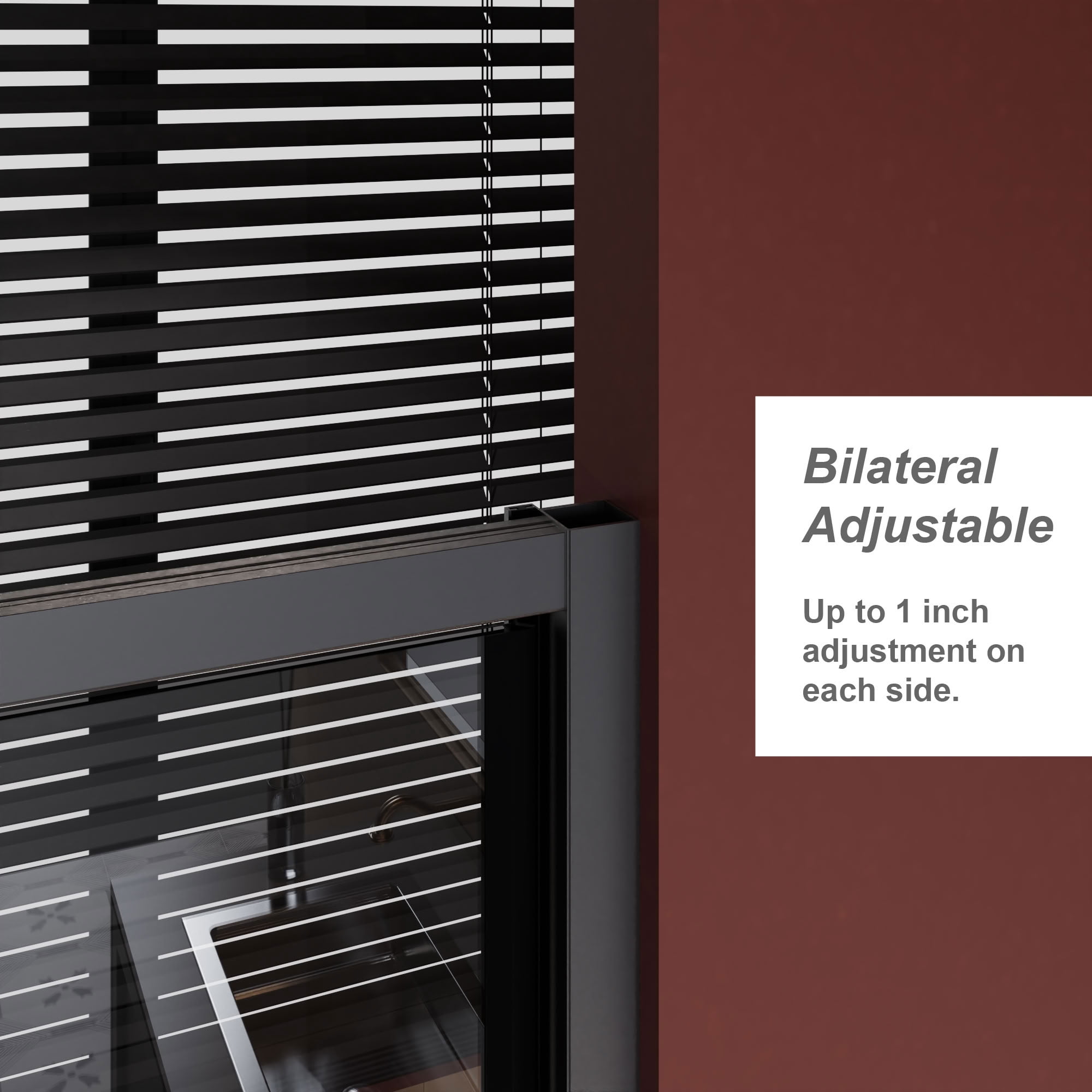 MAYEERTY Pivot Shower Door, Black Aluminum Frame, 1/4" Tempered Glass with Stainless Steel Handle, Waterproof & Adjustable Width