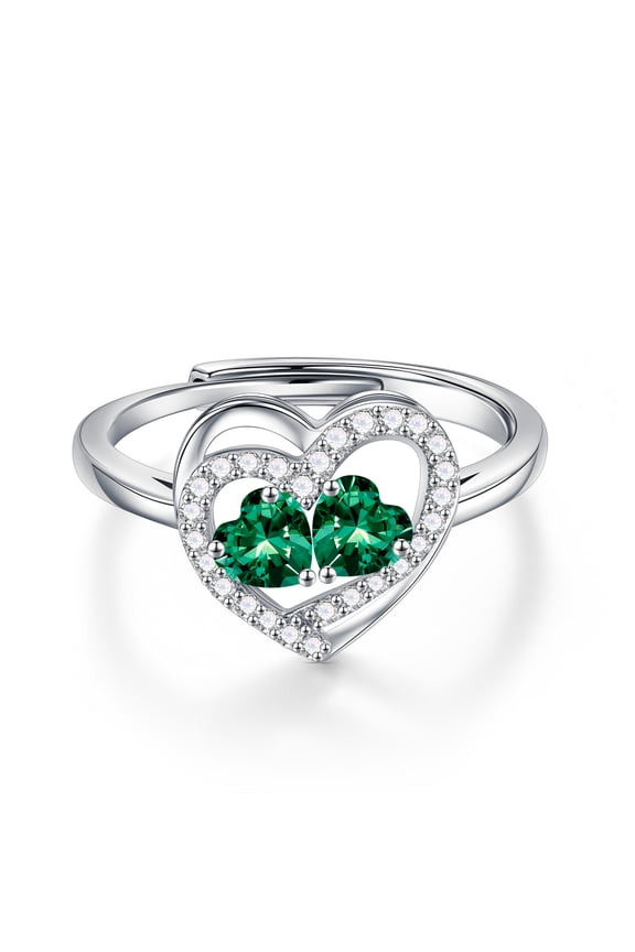 Adjustable Ring for Women Double Birthstone Rings Mothers Day Birthday Anniversary Gifts for Women Wife