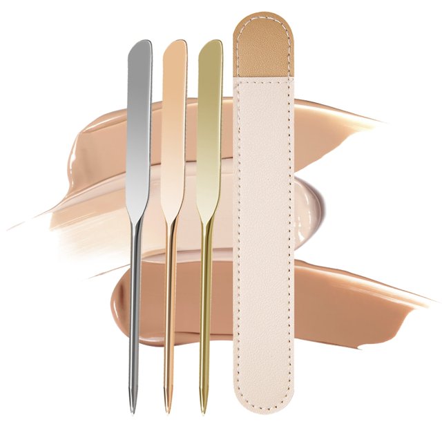 Stainless Steel Makeup Spatula Foundation Cream Pick-up Colour Mixing Stick Professional Nail Art Powder Base Cosmetic Tool KitsShortSilver With Bag He Qiyong unisex