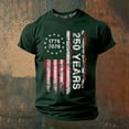 thumbnail image 2 of 250 Anniversary Graphic Print Short Sleeve T Shirt Comfortable Casual Crew Neck Mens Tees Dark Green S, 2 of 4