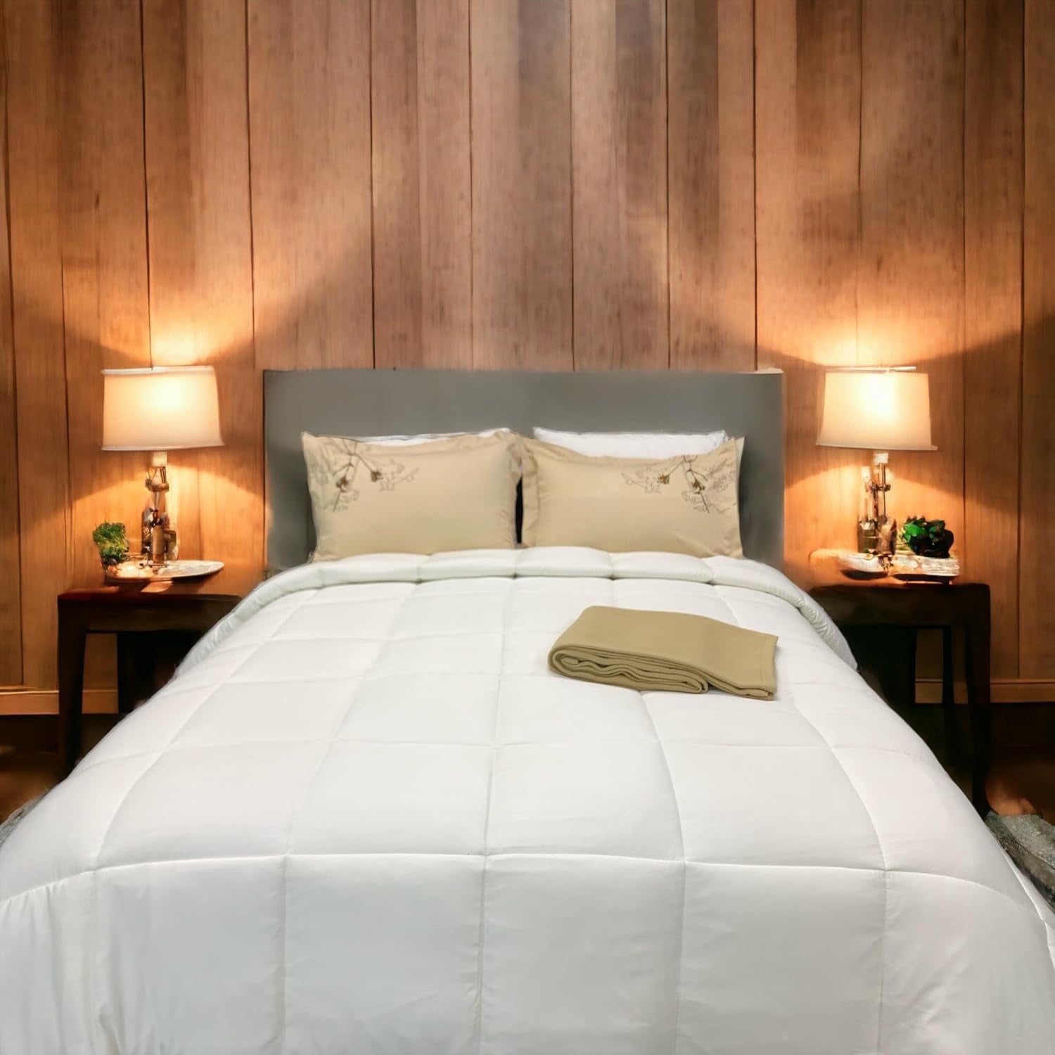 Sheetsnthings Cooling Bamboo Viscose Down Alternative Comforter, All Seasons (Silky Soft and Silent Bamboo Shell) Down Alternative Duvet Insert (Full/Queen Size, 90x90)