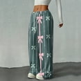 thumbnail image 6 of Hearthz Fleece Pajama Bow Fluffy Fleece Elastic Waist Wide Leg Lounge Pants with Pockets Fall Winter Warm Pajama Bottoms Women, 6 of 6