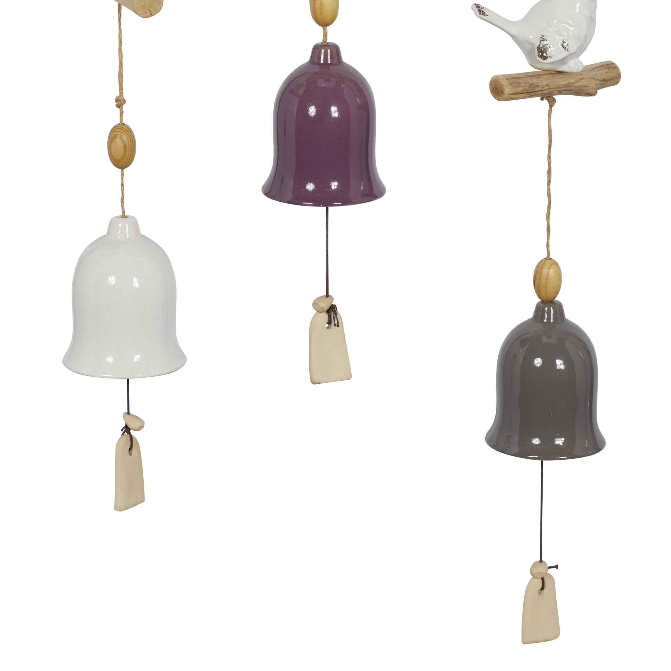DecMode 46" White Ceramic Bird Windchime with Bells (3 Count)