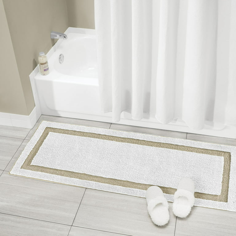 GOYLSER White Bath Mats for Bathroom, Non Slip Bath Floor Mat, Washable  Bathroom Runner White Bathroom Rugs Cut to Fit, Quick Dry Solid White Bath  Mat