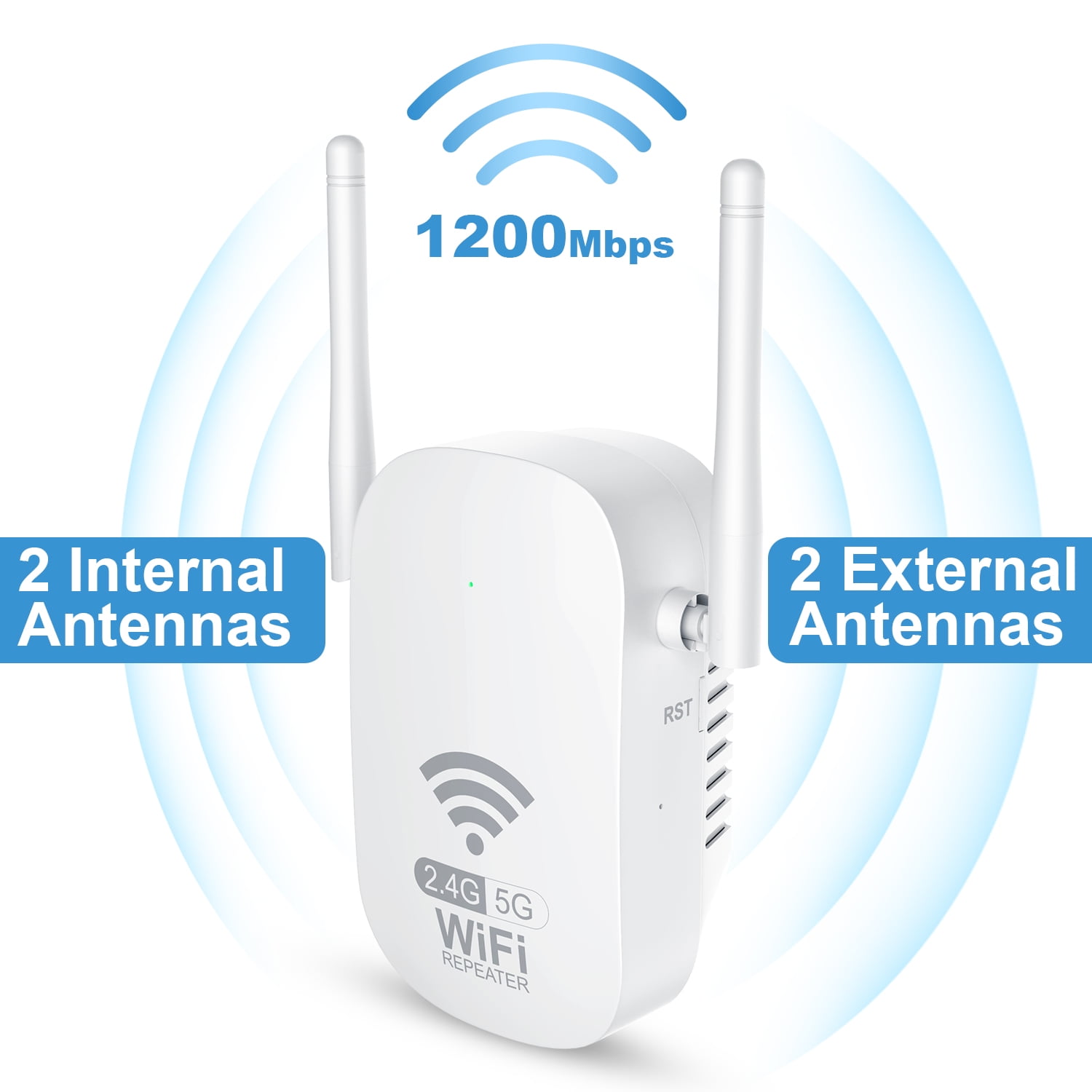 Anmeldelse Forskellige utilstrækkelig WiFi Extender 1200Mbps WiFi Booster Covers 2500Sq.Ft, Dual Band Wall-Plug Internet  Extender, Easy Setup - Walmart.com