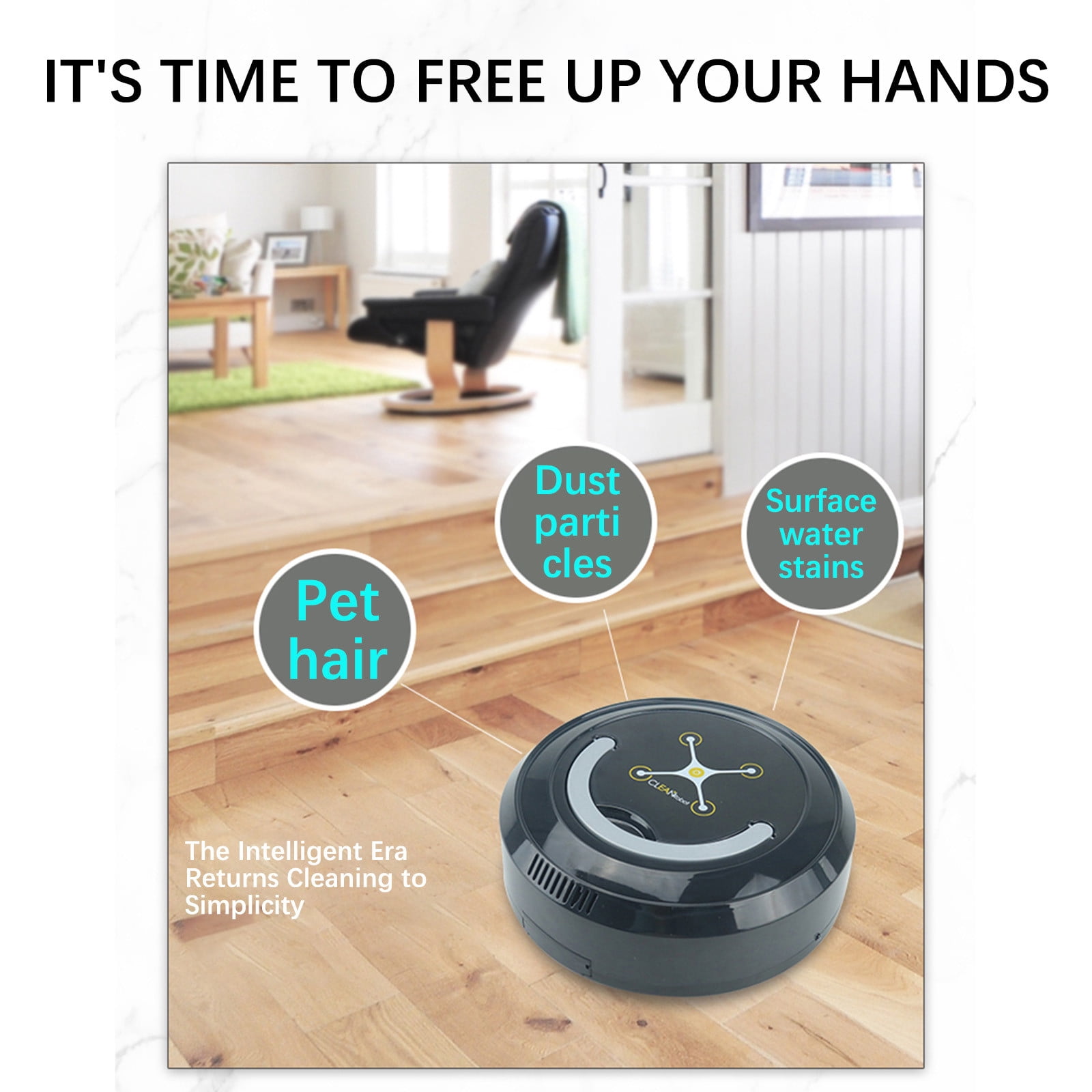 Nkmbld Robot Vacuum with Low Noise Operation Sweeping Robot Household Cleaning Machine USB Automatic Vacuum Cleaner, White