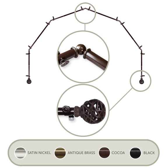 Domovina Ginny 13/16-inch 6-Sided Bay WIndow Curtain Rod-Color:Cocoa