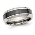 thumbnail image 1 of Mens Stainless Steel Wedding Band Ring with Brushed Black Ceramic Center, 1 of 5