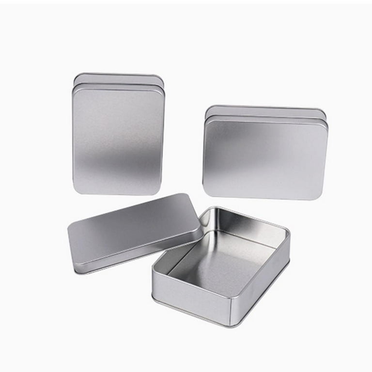 48 x PL424 Plain Silver Pastille tin with hinged lid small 59x47x19mm  (£0.40 Per Tin) - The Box