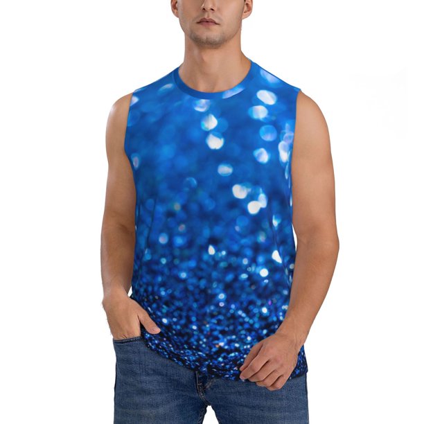 Balery A Blue Glitter Camisetas sin mangas para hombre, absorbe la humedad y protege contra el mal olor.-Small