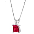 thumbnail image 3 of 2.5 ct Brilliant Princess Cut Solitaire Simulated Ruby 18K White Gold Pendant with 16" Chain, 3 of 4