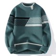 thumbnail image 2 of YUGYXL Men's Crewneck Sweaters Pullover Loose Long Sleeve Vintage Color Block Patchwork Knitted Casual Sweater Tops Green XXXL, 2 of 3