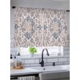 thumbnail image 3 of Sheer Curtains 54 Inches Long, Vintage Blue Boho Light Filtering Window Curtains for Living Room, Mexican Flowers Southwestern Ethnic Rod Pocket Voile Sheer Curtain Drapes, 52"W x 54"L, 2 Panels, 3 of 8
