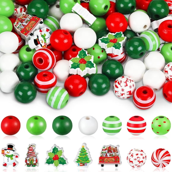 Cuentas de Madera FairySandy Navidad 240 Pzs 1,6 cm 15 Estilos