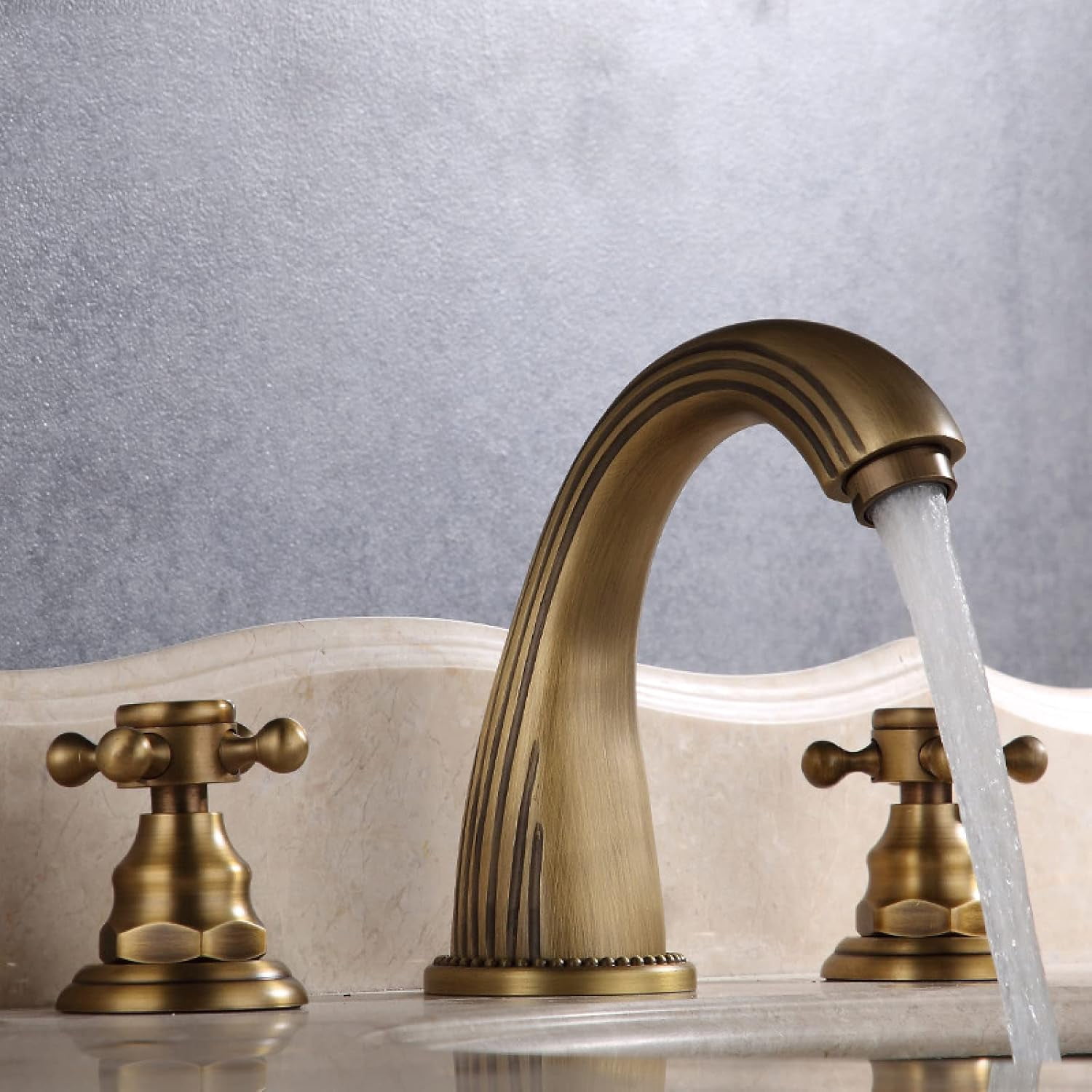 Vintage Bathroom Faucet, Hot and Cold Water Faucet, Brass Bathroom Faucet, 2 Handle Bathroom Faucet, Faucet for Bathroom Sink 3 Hole, Cross Handle Bathroom Faucet, Black