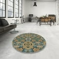 thumbnail image 3 of Ahgly Company Indoor Round Patterned Olive Green Area Rugs, 5' Round, 3 of 6