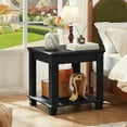 thumbnail image 7 of Farmhouse End Table,Large Side Table with 2-Tier Storage Shelf,Rustic Wood End Tables for Living Room,Square Tea Table,Black, 7 of 7