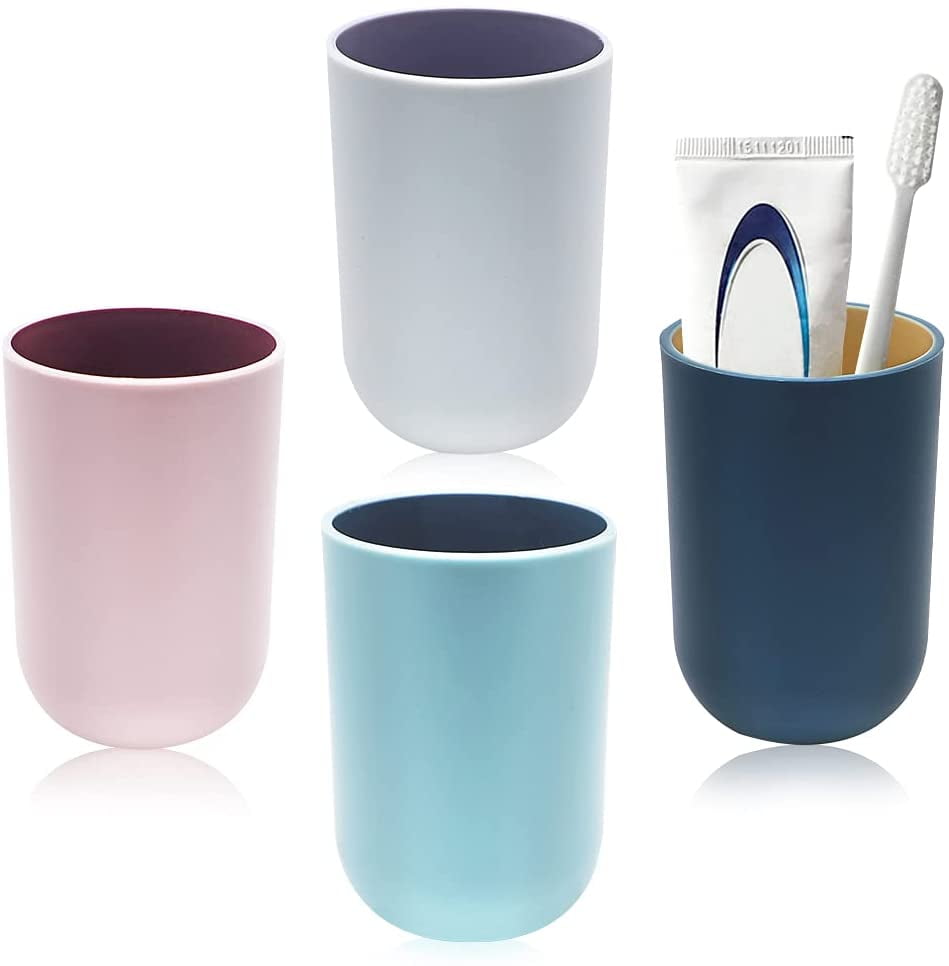 4PCS Bathroom Plastic Gargle Cup Toothbrush Toothpaste Holder Travel Case Mug 