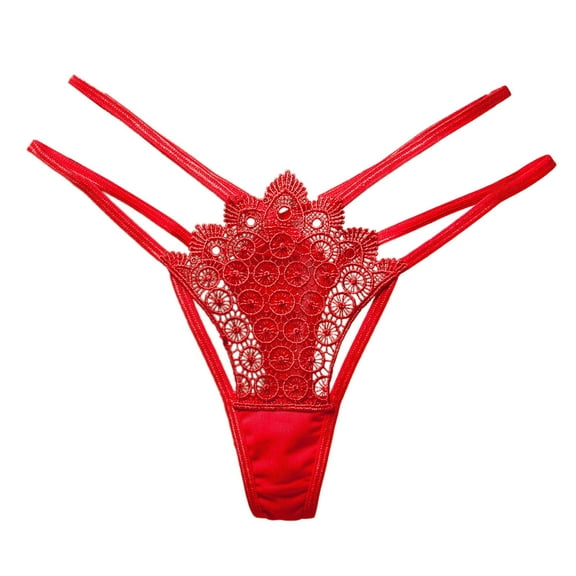 Clearance Cqxid525 Women's Panties Women Underwear Thongs Lace Bikini Panties G String Thong Stretch Ladie Brief Thong Low Rise G-String Briefs Red