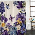 thumbnail image 2 of Spring Floral Shower Curtain, Purple Tulips Hydrangeas Butterflies Beige Washable Shower Curtains for Bathroom Bathtubs, Waterproof Quick-Dry Bath Curtain with Hooks & Grommets, Standard 72"x72", 2 of 9