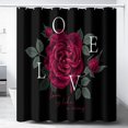 thumbnail image 1 of Rideau de Douche Romantique à Roses Rouges - 72x72 Pouces, Imperméable Supérieur, Fond Noir, Thème Floral, Déco de Salle de Bain Élégante, Style-4, 1 of 6