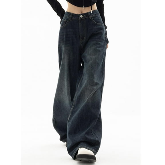EMMIOL Women's Baggy Jeans High Waist Barrel Jeans Y2K Vintage Wide Leg Fit Jeans 90s Boyfriend Streetwear Denim Pants