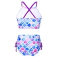 thumbnail image 4 of MSemis Little Big Girls Zonal Printed Halter Crop Top with Bottoms Swimsuit, 4 of 6