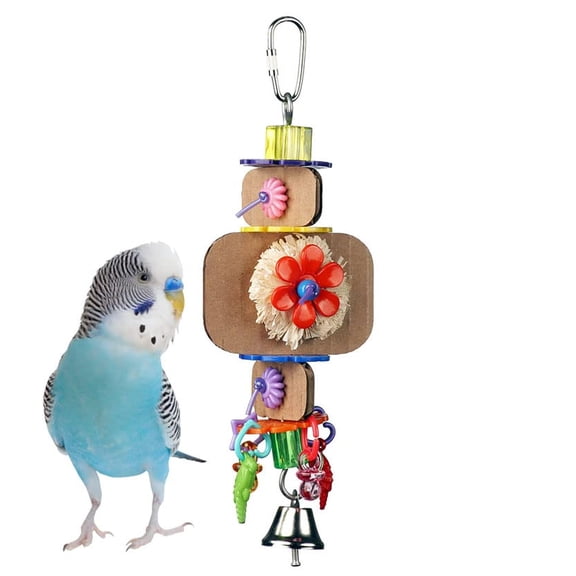 Super Bird Creations SB1090 Nibbles 'N Chips Bird Toy - Interactive Chew & Preening for Small to Medium Birds - Parrotlets Parakeets Cockatiel - Colorful Beads Chips & Corn Husk Chews - 8.5"x3"x1.5"