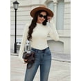 thumbnail image 4 of Ekouaer Womens Mock Neck Thermal Top Long Sleeve Base Layer with Thumbholes Warm Winter Undershirt Slim Fit Thermal Wear, 4 of 9