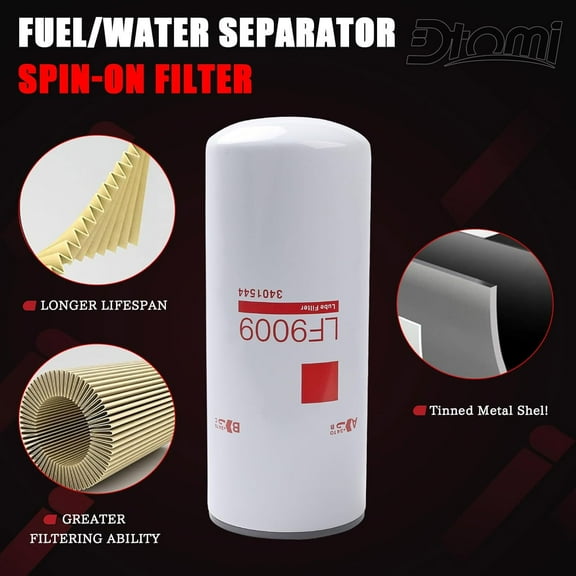Fuel/Water Separator Spin-On Filter Compatible With Cummins ISC 8.3L,ISL/QSL 9.0L, ISM, N14, M11, NTA 855 Diesel Engine Replaces# P553000 LF9009 3401544