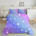 thumbnail image 4 of Psoiuetr Gradient Butterfly Glitter Bedding Set for Kids Girls Teens Full Size Galaxy Rainbow Comforter Set Blue Purple 3Pcs, 4 of 6