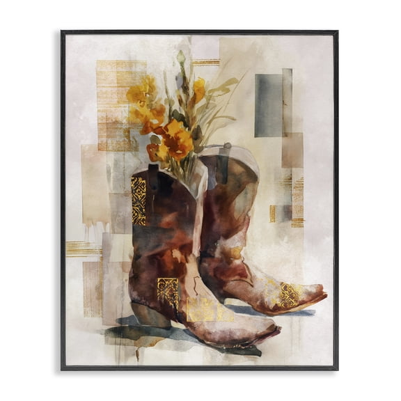 Stupell Industries Western Roots & Blooms Black Framed Giclee Art, design by Svetlana Aleynikova