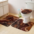 thumbnail image 2 of Brown Marble Bath Mat 3 Piece Bathroom Rug Set, Ombre Abstract Striped Mottled Aesthetic Non Slip Bath Rug Contour Mat and Toilet Lid Cover, Absorbent Shower Mats Soft Bath Rugs and Mats Sets, 2 of 8