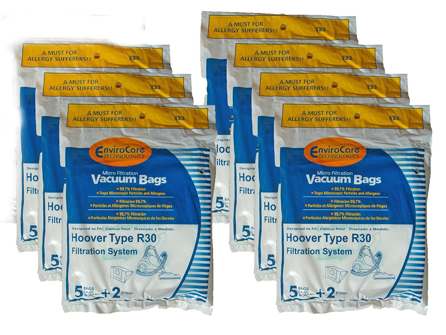 Hoover Allergen Canister Vacuum Bags Filters for models using Type R30 Bags