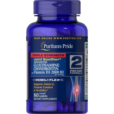 Puritan's Pride Triple Strength Glucosamine Chondroitin with Vitamin D3-80 (Best Glucosamine For Knees)