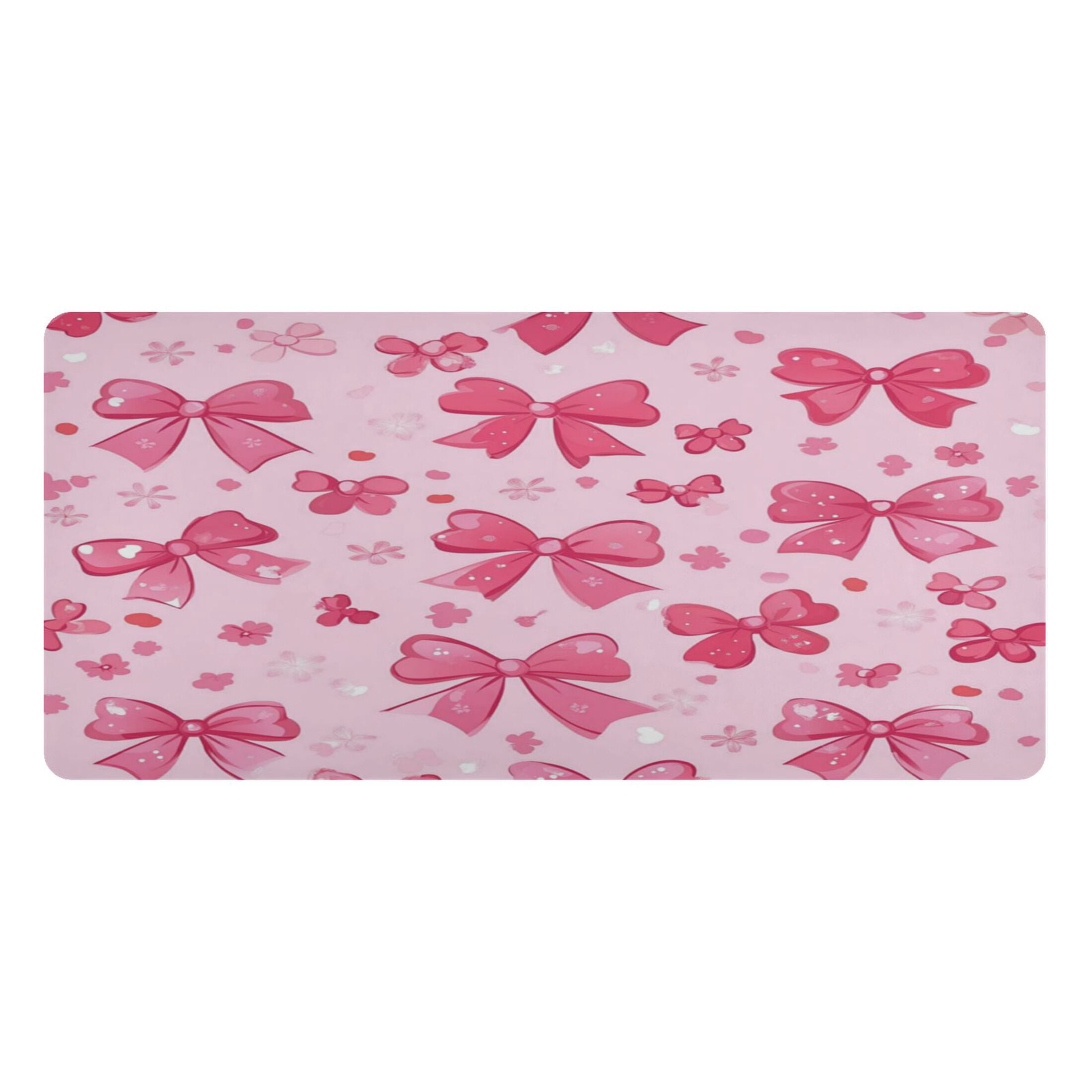 Leather Keyboard and Mouse Desk Mat Office Desk Accessories Protective Office Desk Decor Desk Pad Mat for Gaming, Work from Home, Office Pink Cute Bows 16.5" x 35.4"