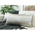 thumbnail image 4 of Aiking Home 12x24 Inches Faux Silk Rectangular Throw Pillow Cover, Zipper Closure, Silver (Set of 2), 4 of 7