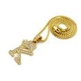 thumbnail image 2 of Unisex Stone Stud Tilted Crown Letter Initial Micro Pendant 2mm Box Chain Necklace, 20", K, Gold-Tone, 2 of 4