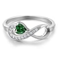 thumbnail image 3 of Gem Stone King 925 Sterling Silver Green Nano Emerald Infinity Ring for Women (0.57 Cttw, Heart Shape 4MM, Gemstone May Birthstone, Size 8), 3 of 6